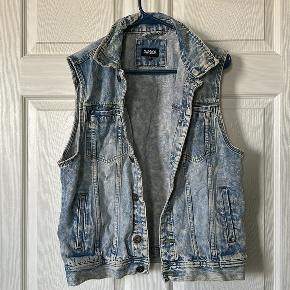 CARBON Men's Washed Distressed Denim Vest Size L - Picture 1 of 8